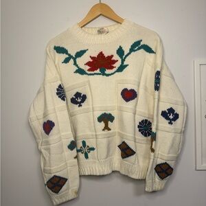 Floral Patterned White Sweater Mister Leonard